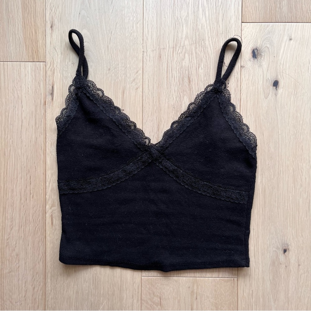 Garage Black Lace Trim Tank Top